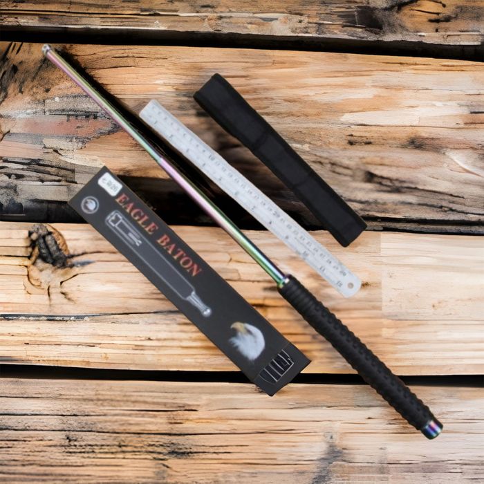 телескопична палка здрава стоманена сгъваема+калъф за колан 64см