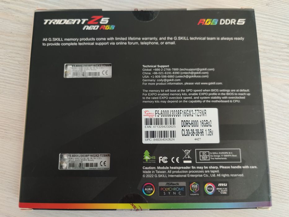 G.skill Trident Z5 Neo RGB 32gb (2x16gb) DDR5 6000Mhz
