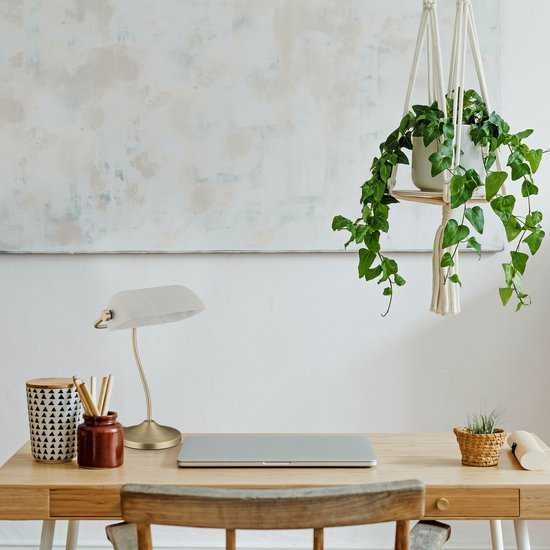 Банкерска лампа  - бял абажур - нотариална лампа E14