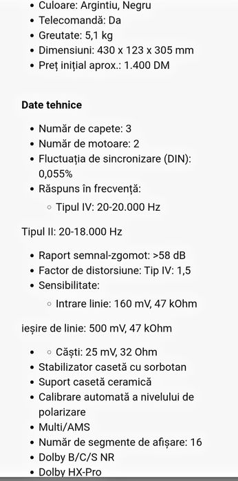 Deck Sony TC KB920 QS Hi Fi