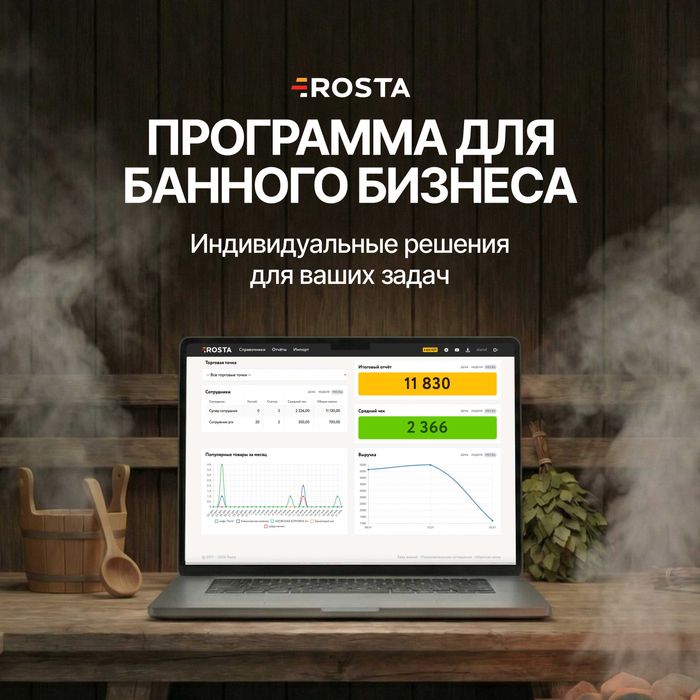 Программа Rosta для БАНИ, учет времени, товаров, удаленный контроль.