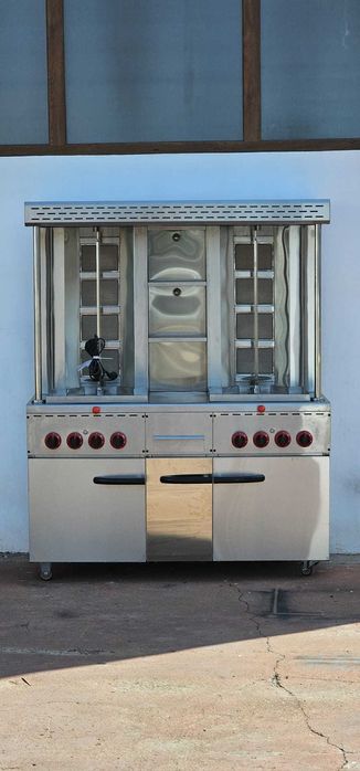 REDUCERE Aparat shaorma dublu gaz 4 arzatoare dulap- Transport Gratuit