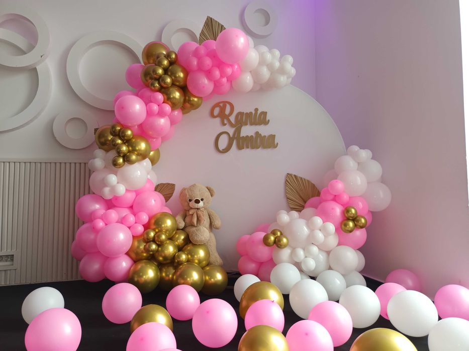 Arcada baloane botez Aranjamente flori cristelnita Aranjamente mese DECOR GENDER REVEAL/Vocea bebelusului