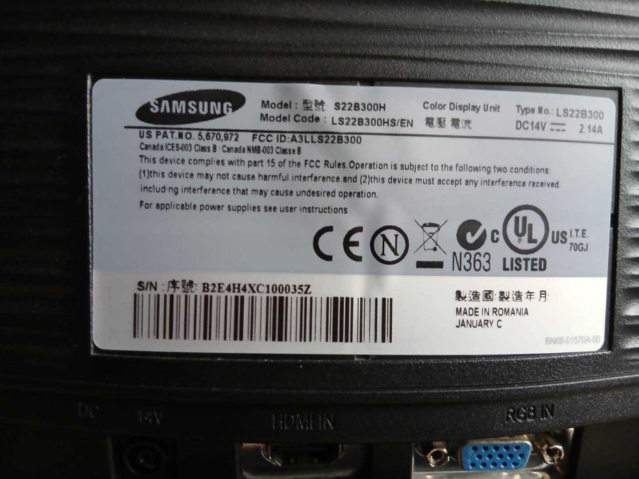 Monitor LED Samsung 21.5, Wide, Full HD, HDMI