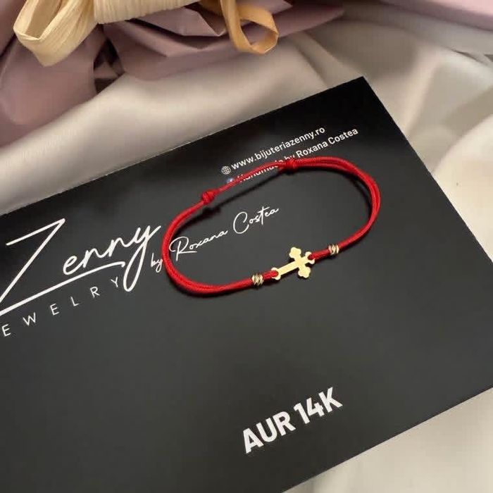 Bratara snur cu Cruciulita din Aur 14k