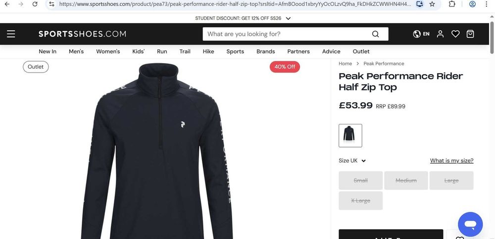 PEAK PERFORMANCE Rider Half zip - мъжка стреч поларена горница, р-р M