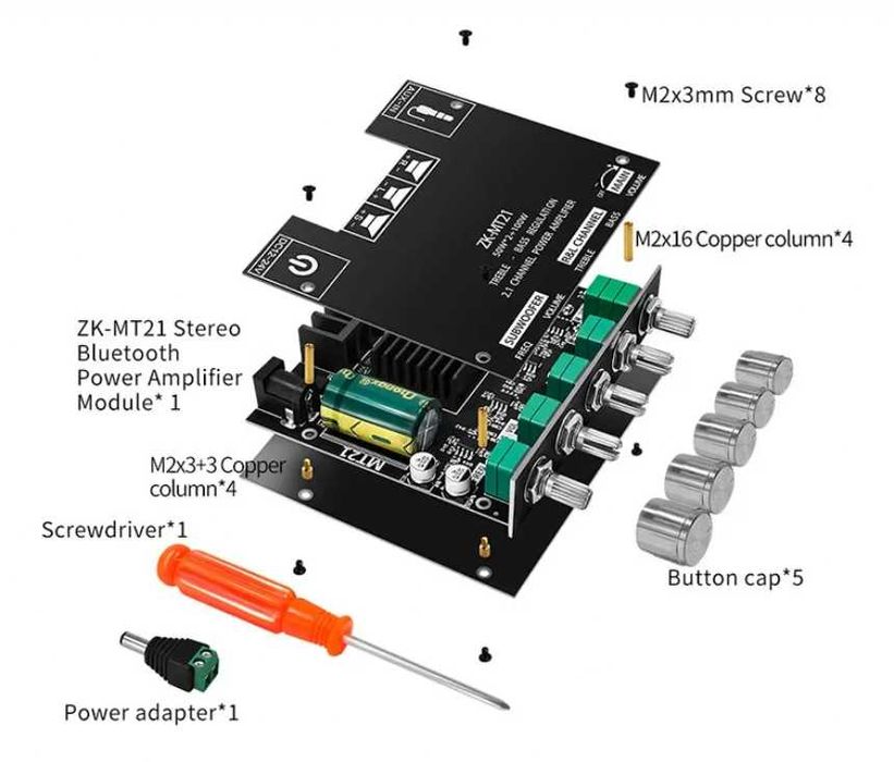 Bluetooth 5.0 аудио усилвател 2x50W + 100W