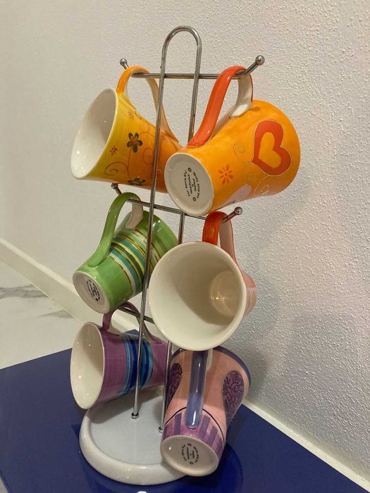 Set cani pentru copii cu suport pictate manual Sara Blu ideal cadou