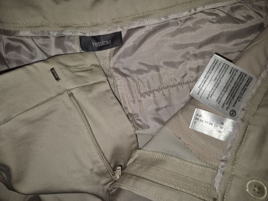 Pantaloni lungi crem , elegant-casual, material ușor elastic