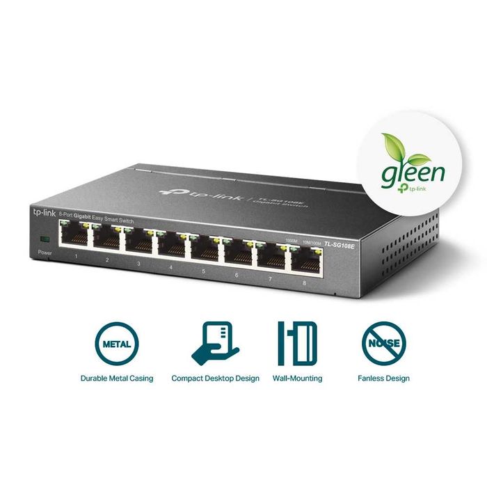 Продавам 2 броя употребяван -като нов Switch TP-Link TL-SG108E Easy Smart TL-SG108E