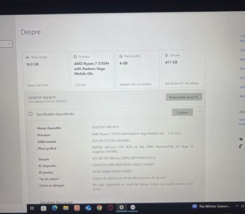 Vand/Schimb laptop ASUS tuf gaming