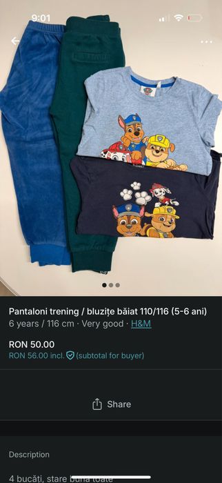 Lot hainute baiat 110/116; 5-6 years