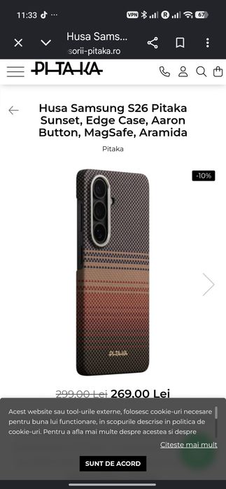Husa Samsung s26 ultra Pitaka Sunset ,Edge Case ,Aramidă ,MagSafe