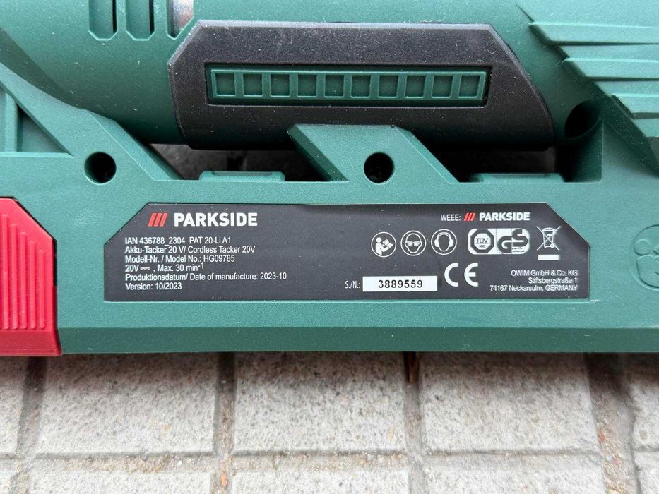 Акумулаторен такер Parkside 20 V PAT 20-Li A1