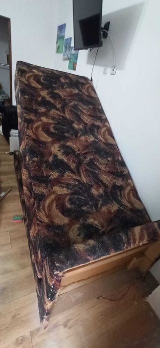 Ieftin Pat 1 Persoana cu lada si sistem de Rabatare