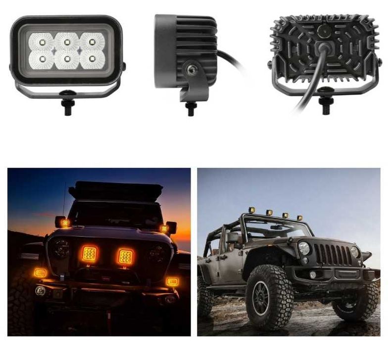 42W LED Халоген FLOOD – Работен Фар с Жълта и Червена Светлина 12V/24V