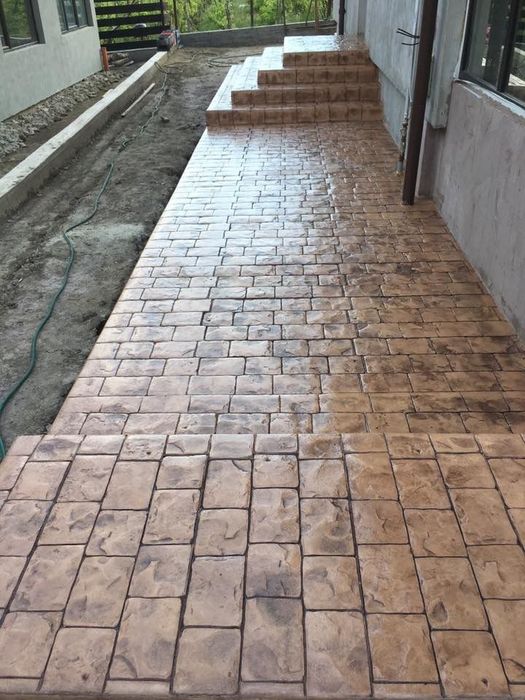 Beton amprentat elicopterizat pavaj pavele tencuială decorativa ieftin amenajări terase curți lac întreținere piatra construcții șapă, rigole teren