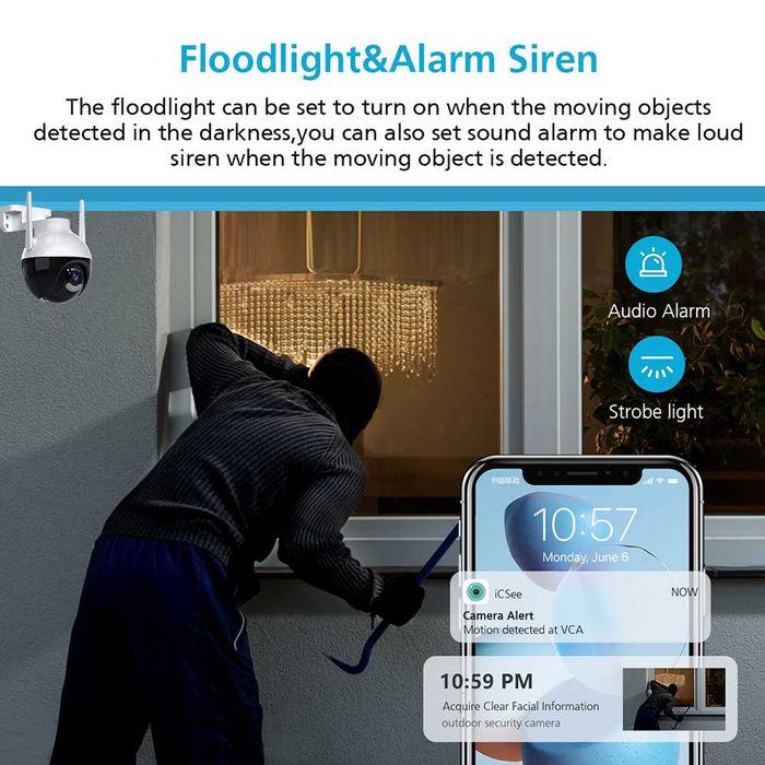 РОБОКАМ icsee 6MP WIFI Камера въртяща за външен монтаж