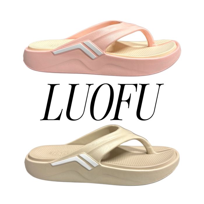 Дамски джапанки между пръста в бежово и розово-LUOFU