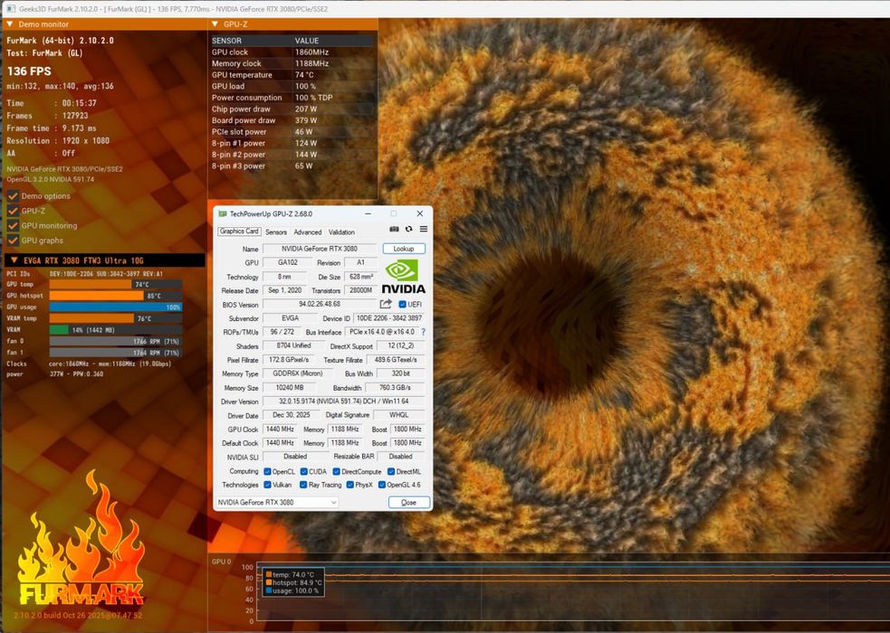 Видеокарта EVGA RTX 3080 FTW3 Ultra
