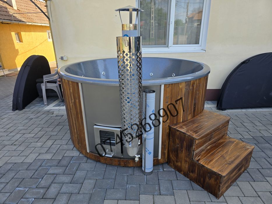 Ciubăr jacuzzi cu hidromasaj si soba integrata 8 pers