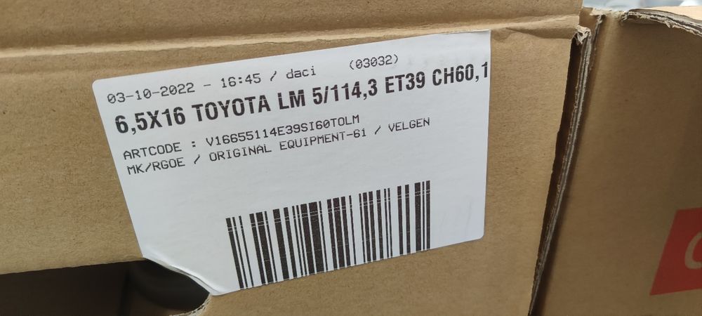 НОВИ. Оригинални джанти за Тойота 16 5 114.3
