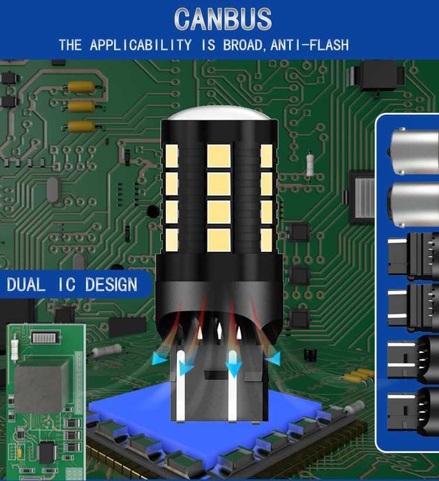 Set 2 led auto W21w/5w, P13w , p21w 27 SMD alb canbus pozitie daylight