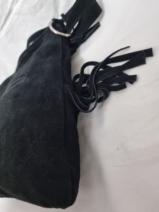 Geanta piele naturală întoarsă neagră