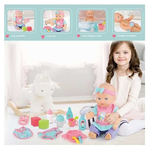 Бебе кукла с аксесоари за хранене и къпане, 32см