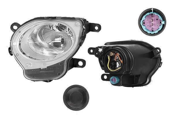 Far Fiat 500 (312), 03.2007-08.2015, fata, Stanga, far faza lunga; H1+W21/5W; manual; silver; Depo