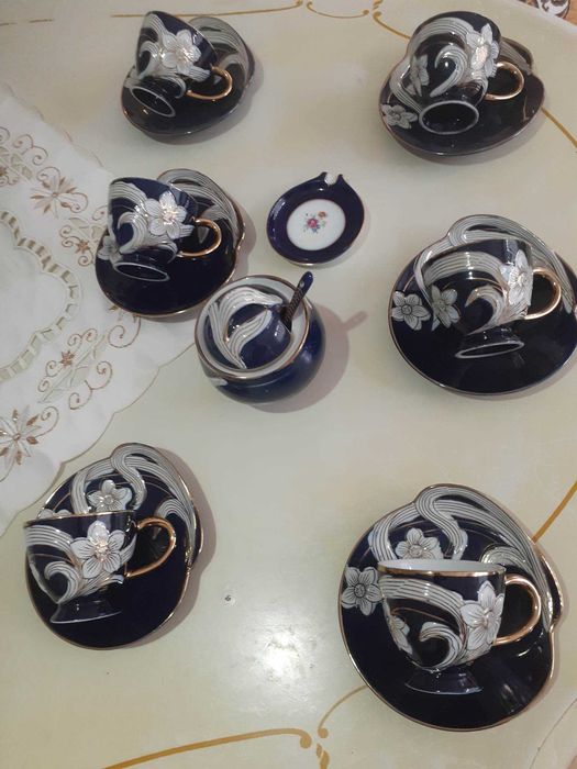 Cesti kafea porțelan placate cu foițe aur