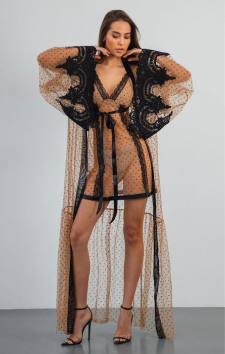 Гипюровый набор ( халат+пеньаюр)