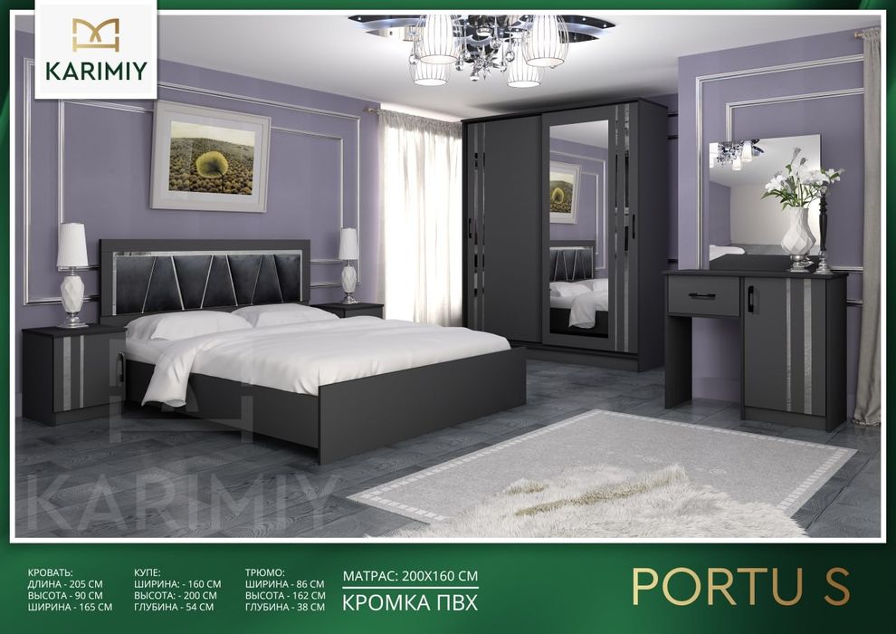 Sifatli va zamonaviy yotoqxona garnituri tayyor holatda