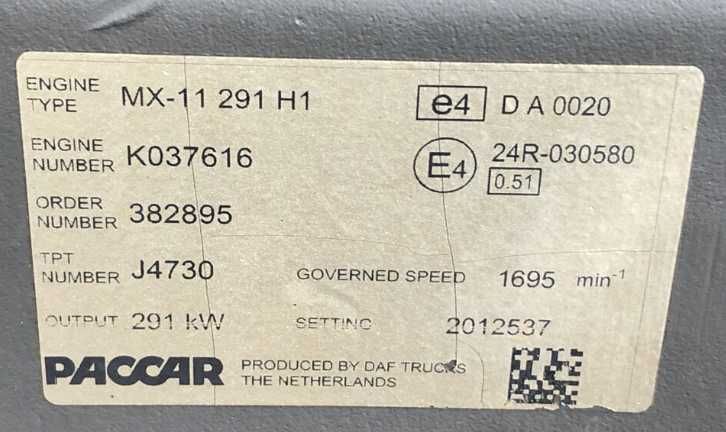 Motor DAF PACCAR MX-11 291 H1 – 291 kW