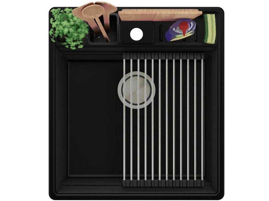 Черна кухненска гранитна мивка Ню Йорк 50 Multispace 480 x 530 мм