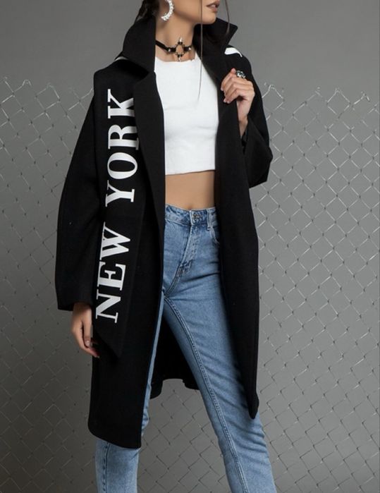 Черно палто с шал