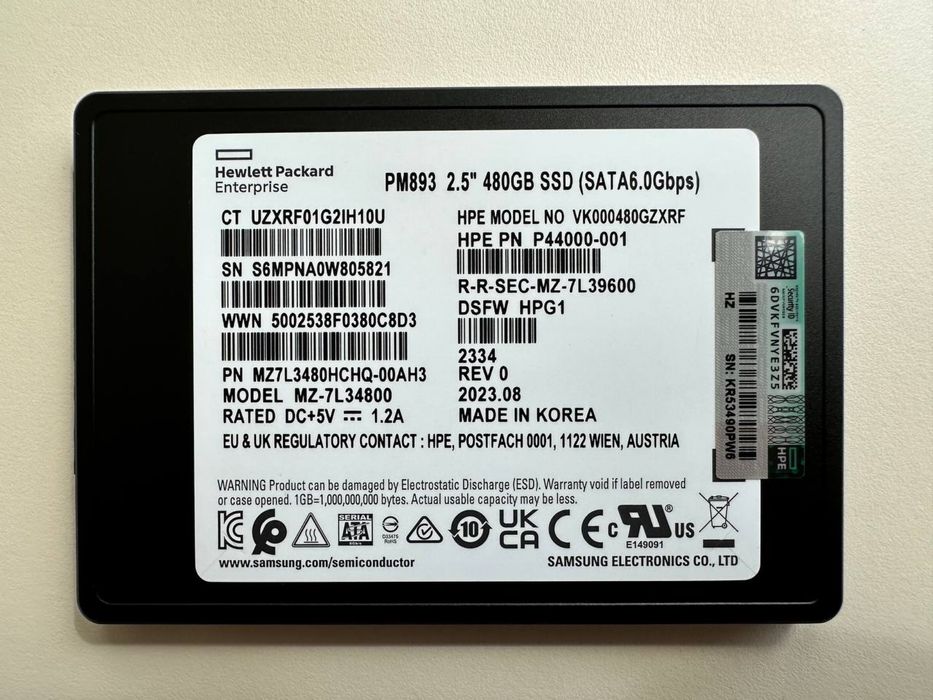 SSD HP Enterprise PM893 480GB si SkHynix