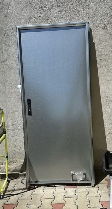 Usa metalica de intrare, reversibila, gri, 206x92 cm