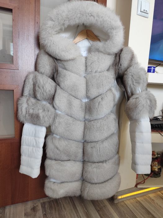 Само днес!!!Дамско палто от естествена кожа и естествен косъм 550лв