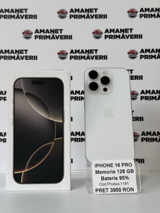 Iphone 16 Pro 128 GB White 95% Baterie GARANTIE
