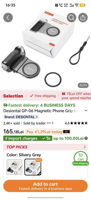Grip foto telefon Desiontal GP-06 cu telecomanda bluetooth