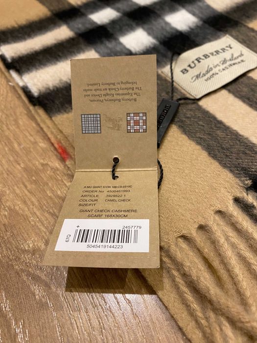 ОРИГИНАЛЕН BURBERRY Heritage Camel кашмирен шал