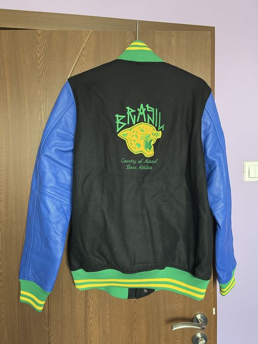 L Яке Nike Brasil Бразилия Destroyer Varsity Leather Jacket Brazil NBA