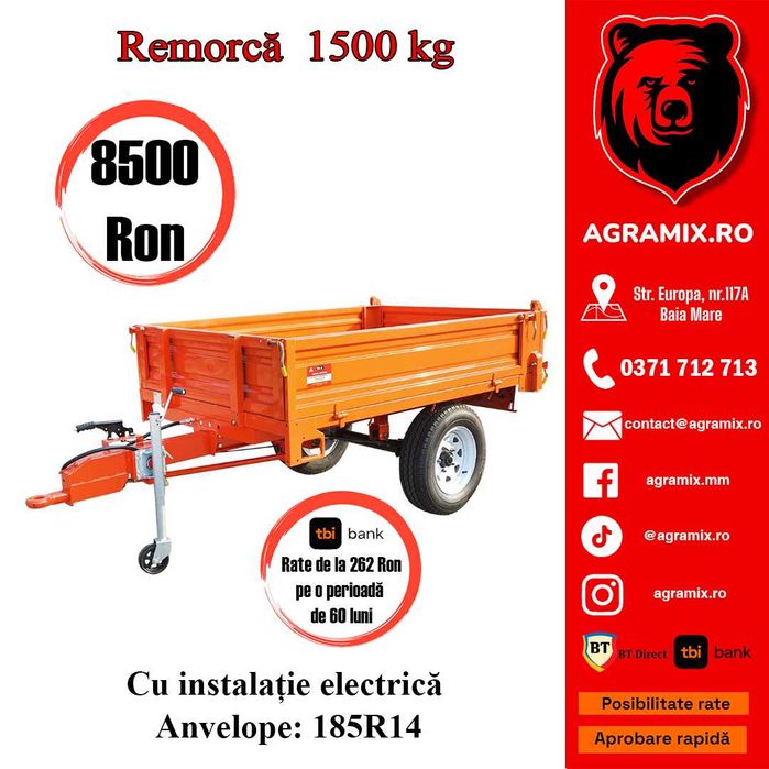 Remorca agricola marca THOR 1.5 T noi Agramix