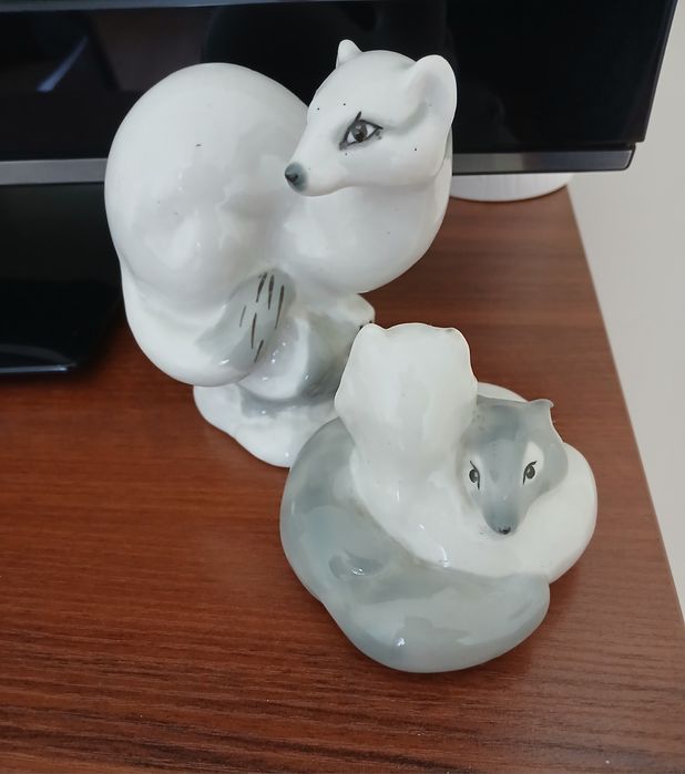 Фарфоровые статуэтки Песцы 1954г. СССР