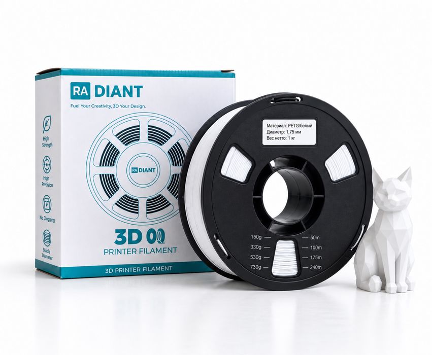 PETG пластик для 3D-принтера 1,75 мм 1 кг  оптом