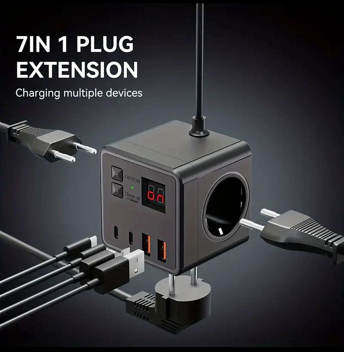 Удлинитель с usb и type-C портами