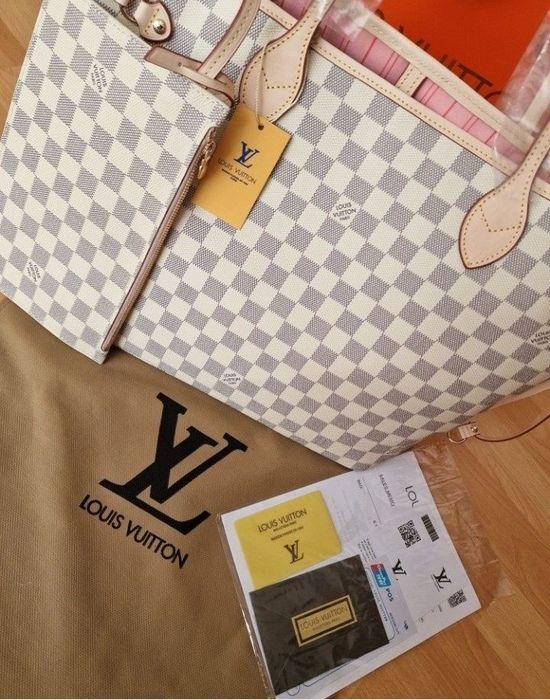 Geanta damă LV Neverfull,piele naturala/France/card,certificat,saculet