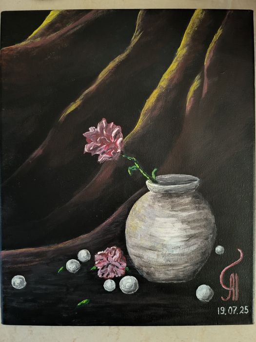 Ръчно рисувана картина "Ще бъда в бяло" с акрилни бои, Анелия Петкова