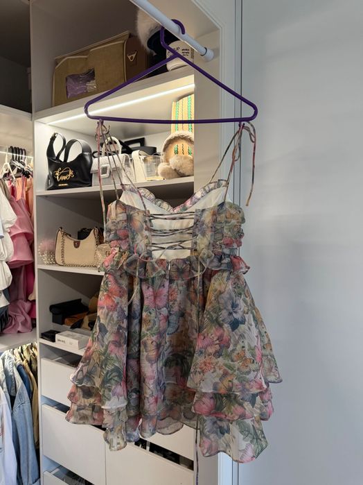 Babydoll chiffon dress butterfly print